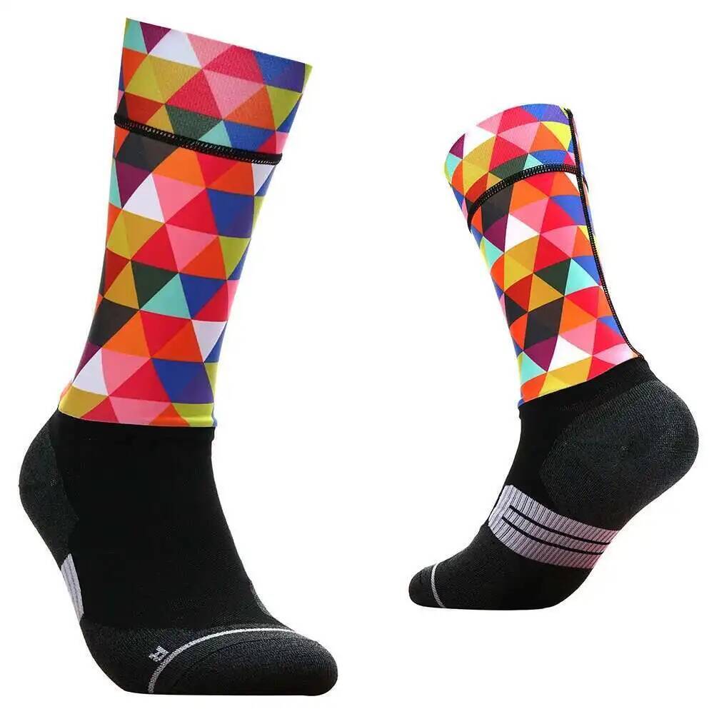 Sock Garter Men - Żywe geometryczne skarpety rowerowe - oddychające,