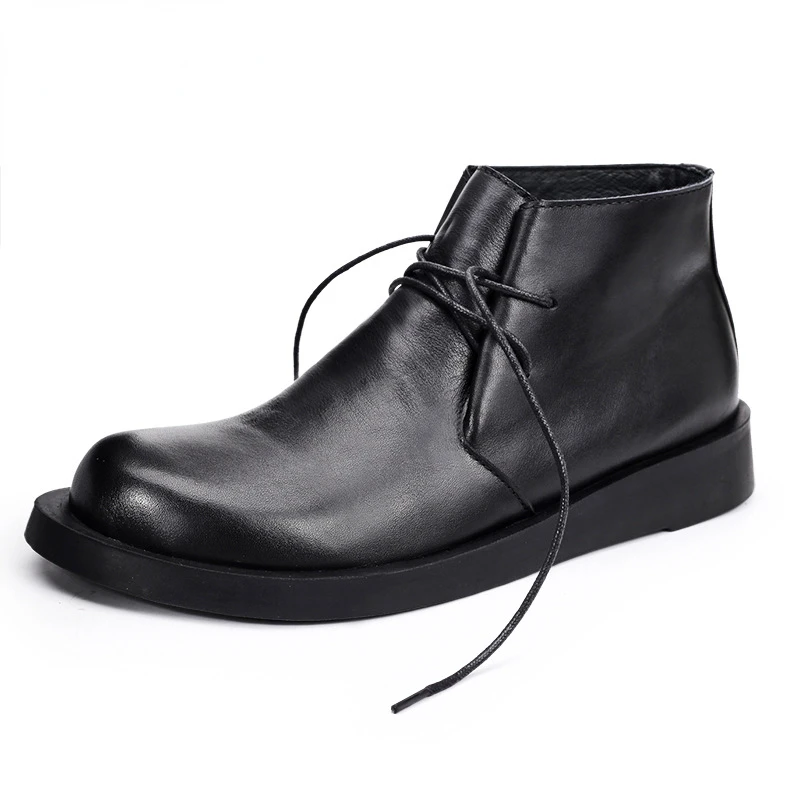 Men Formal Wear With Boots - Męskie botki oksfordki ze skóry naturalnej