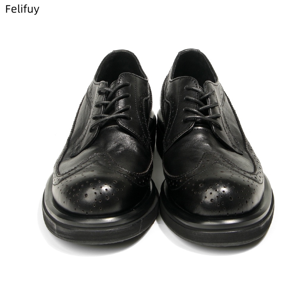 Czarne derby męskie, vintage,  – Men Formal Wear All Black recenzja i cena