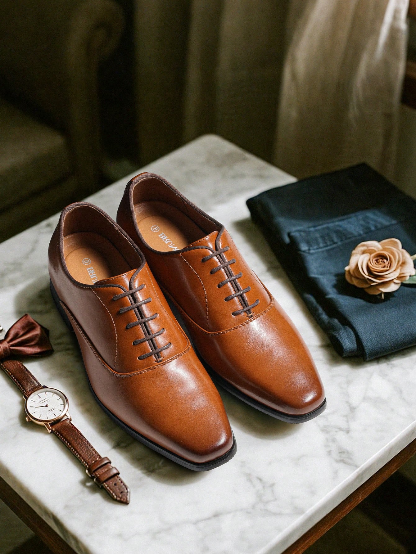 Brązowe, eleganckie buty oksfo – Formal Men Daily Wear Footwear recenzja i cena